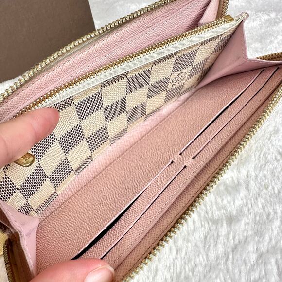 Louis Vuitton Damier Azur Clemence Long Wallet pink leather NICE EUC - Picture 14 of 16